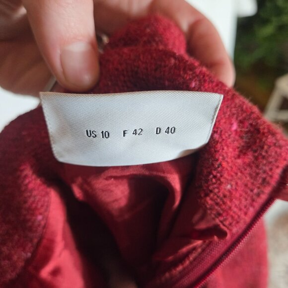 Akris Punto Textured Red Pencil Skirt - Picture 3 of 6